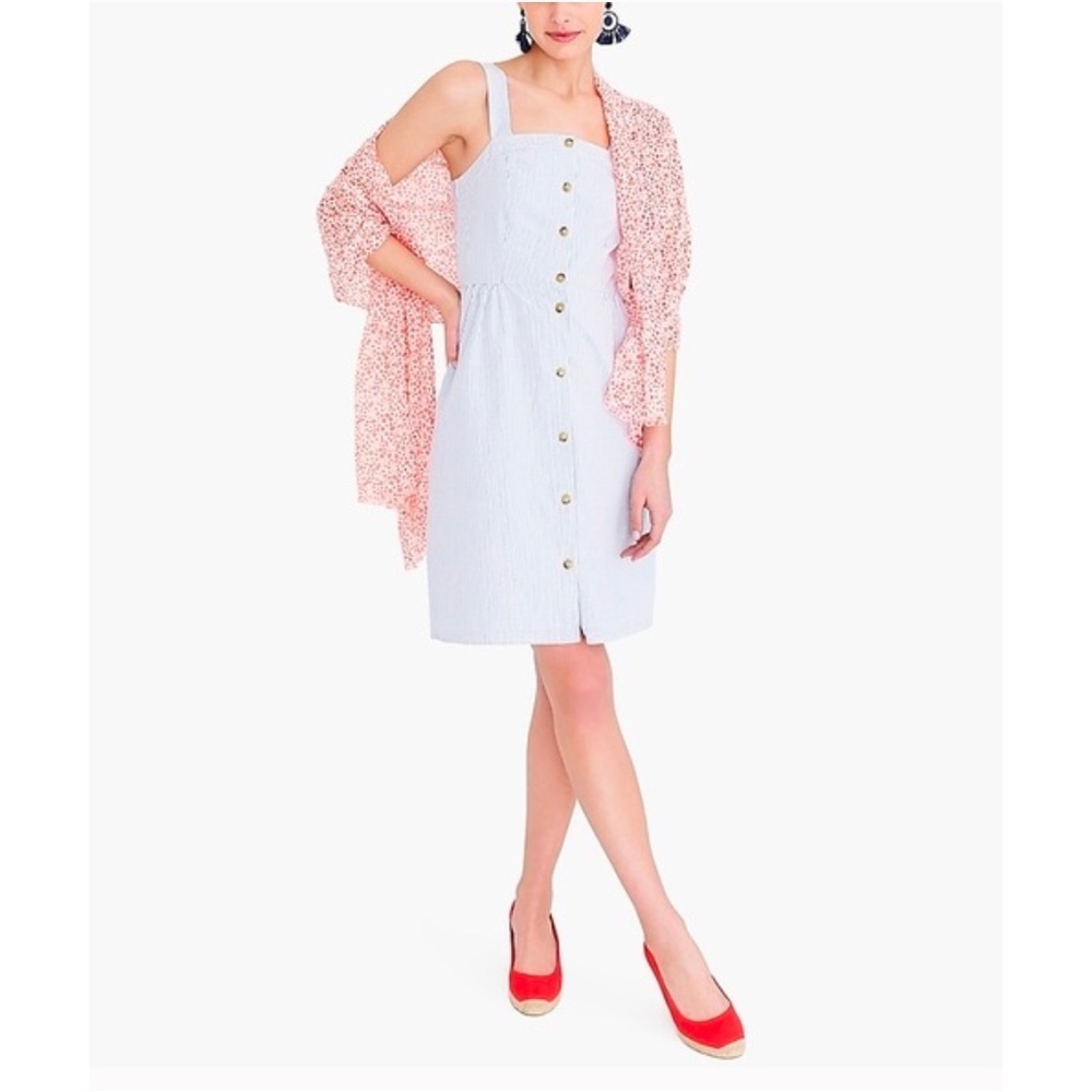 J. Crew Seersucker Sleeveless Button Down Dress Size 12